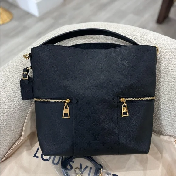 Authentic Louis Vuitton NEW MELIE Empreinte black with 2 straps discontinued